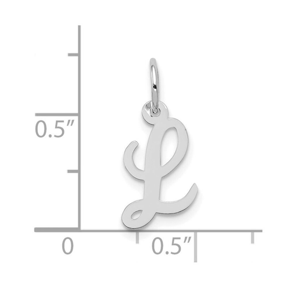 10k White Gold Small Script Initial L Charm - image 2